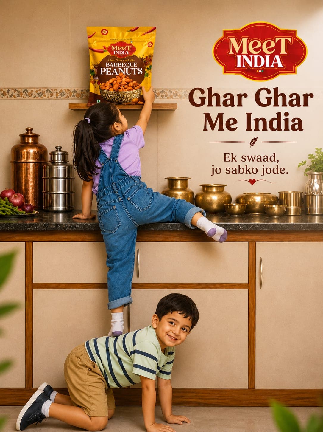 Meet India Barbeque Peanuts on kitchen shelf