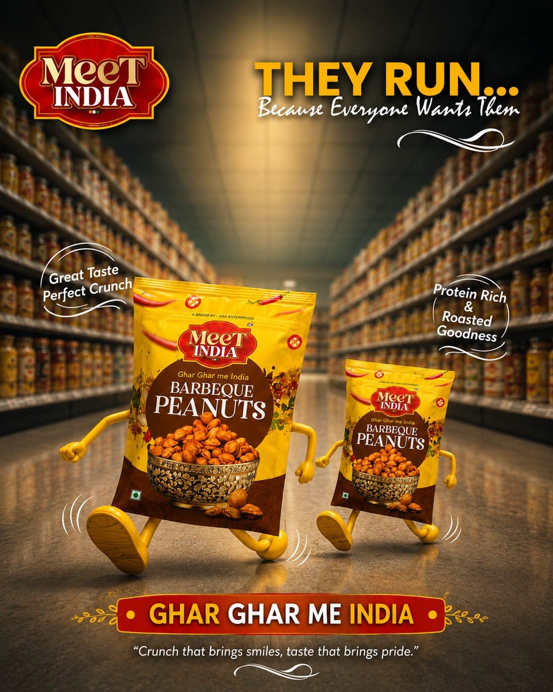 Meet India Barbeque Peanuts store aisle ad